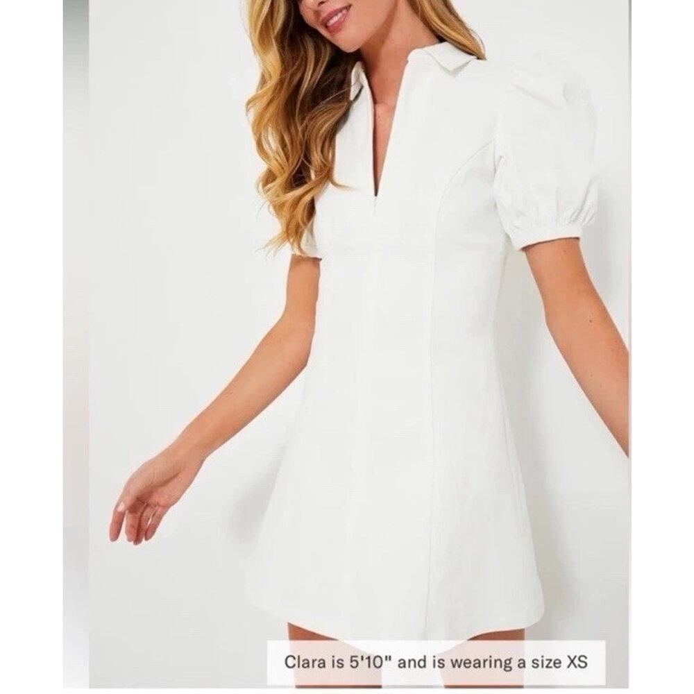 Hyacinth House Front Zip Denim Mini Dress White Size XS Stretch NEW $225
